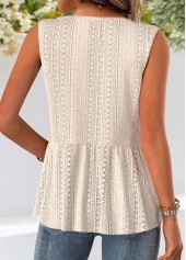 Beige Sleeveless Open-Front V Neck Tank Top | thumb picture 