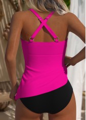 Hot Pink Ruched Criss Cross Tankini Top-No Bottom | picture 2