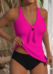 Hot Pink Ruched Criss Cross Tankini Top-No Bottom | picture 3