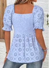 Dusty Blue Short Sleeve Square Neck Blouse | thumb picture 