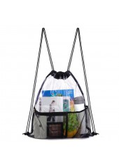 Black Transparent Drawstring Backpack Beach Bag