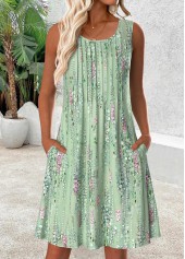 Light Green Short Sleeveless Scoop Neck Dress