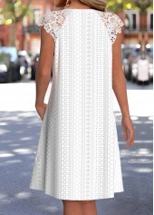 White Tummy Coverage Short Sleeve Round Neck Dress | thumb picture 