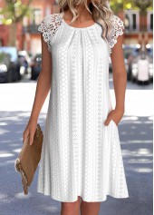 White Tummy Coverage Short Sleeve Round Neck Dress | thumb picture 