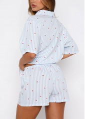 Light Blue Heart Print Lounge Top and Shorts | thumb picture 