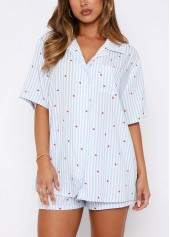 Light Blue Heart Print Lounge Top and Shorts | thumb picture 