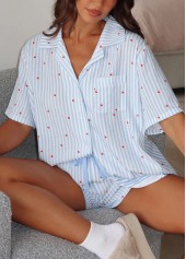 Light Blue Heart Print Lounge Top and Shorts | thumb picture 