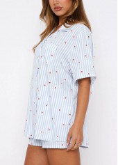 Light Blue Heart Print Lounge Top and Shorts | thumb picture 