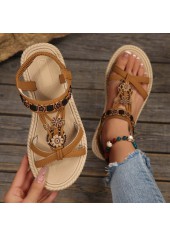 Light Coffee Peep Toe Falt Sandals