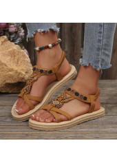 Light Coffee Peep Toe Falt Sandals | thumb picture 