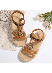 Light Coffee Peep Toe Falt Sandals | thumb picture 