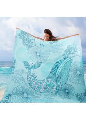 Cyan Marine Life Print Beach Blanket