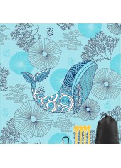 Cyan Marine Life Print Beach Blanket