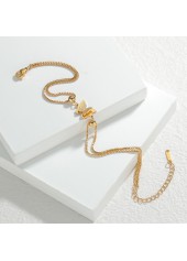 Golden Animal Print Butterfly Design Anklet | thumb picture 