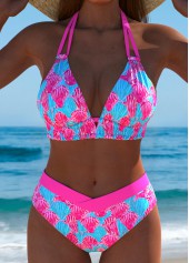 Mid Waisted Marine Life Print Multi Color Bikini Set
