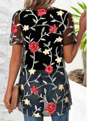 Black Floral Print Short Sleeve Cardigan and Tank Top | thumb picture 