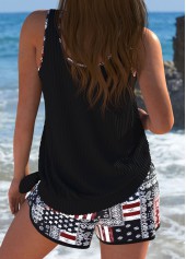 Mid Waisted Tribal Print Black Tankini Set | thumb picture 
