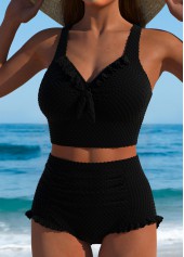 High Waisted Frill Black Bikini Set | thumb picture 