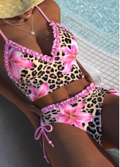 Mid Waisted Floral Print Light Pink Bikini Set | thumb picture 