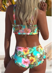 Mid Waisted Floral Print Multi Color Bikini Set | thumb picture 