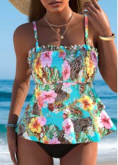 Mid Waisted Floral Print Multi Color Tankini Set | thumb picture 