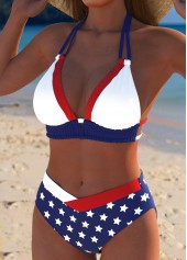 American Flag Mid Waisted Multi Color Bikini Set | thumb picture 