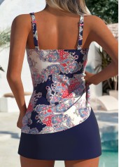 Mid Waisted Tribal Print Navy Tankini Set | thumb picture 