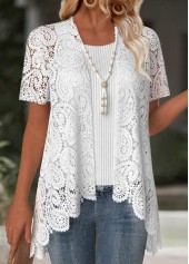 White Short Sleeve Embroidery Light Cardigan | thumb picture 