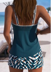 Mid Waisted Animal Print Peacock Blue Tankini Set | thumb picture 