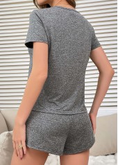 Grey Letter Print Short Sleeve Lounge Top and Shorts | thumb picture 
