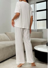 White Short Sleeve Round Neck Lounge Top and Pants | thumb picture 