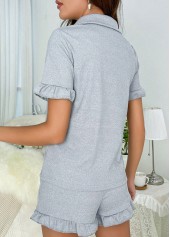 Grey Short Sleeve Lounge Top and Shorts | thumb picture 