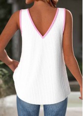 White Floral Print Strappy V Neck Tank Top | thumb picture 