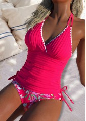 Mid Waisted Floral Print Coral Tankini Set | thumb picture 