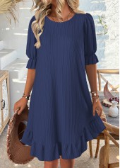 Navy Half Sleeve Round Neck Dress | thumb picture 