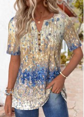 Plus Size Multi Color Tuck Stitch Ombre T Shirt