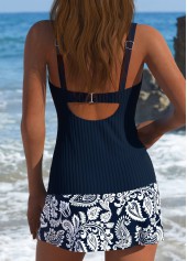 Mid Waisted Paisley Print Navy Tankini Set | thumb picture 