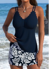 Mid Waisted Paisley Print Navy Tankini Set | thumb picture 