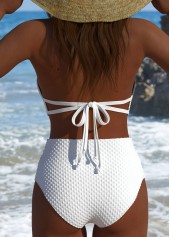 Mid Waisted White V-Neck Bikini Set | thumb picture 