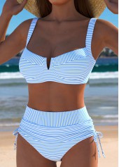 High Waisted Striped Blue Bikini Set | thumb picture 