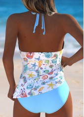 Mid Waisted Marine Life Print Light Blue Tankini Set | thumb picture 
