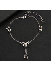 Silver Color Butterfly Iron Detail Anklet | thumb picture 