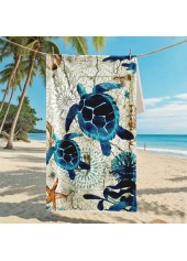 Peacock Blue Marine Life Print Beach Blanket