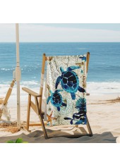 Peacock Blue Marine Life Print Beach Blanket | thumb picture 