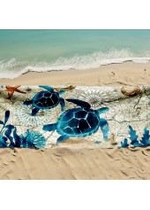 Peacock Blue Marine Life Print Beach Blanket | thumb picture 