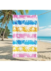 Multi Color Tropical Plants Print Beach Blanket