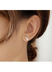 Golden Cherry Design Pearl Copper Earrings