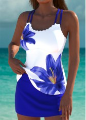 Mid Waisted Floral Print Royal Blue Tankini Set | thumb picture 