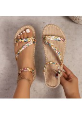 Light Camel Tribal Print Peep Toe Falt