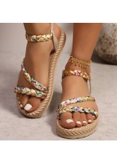 Light Camel Tribal Print Peep Toe Falt | thumb picture 